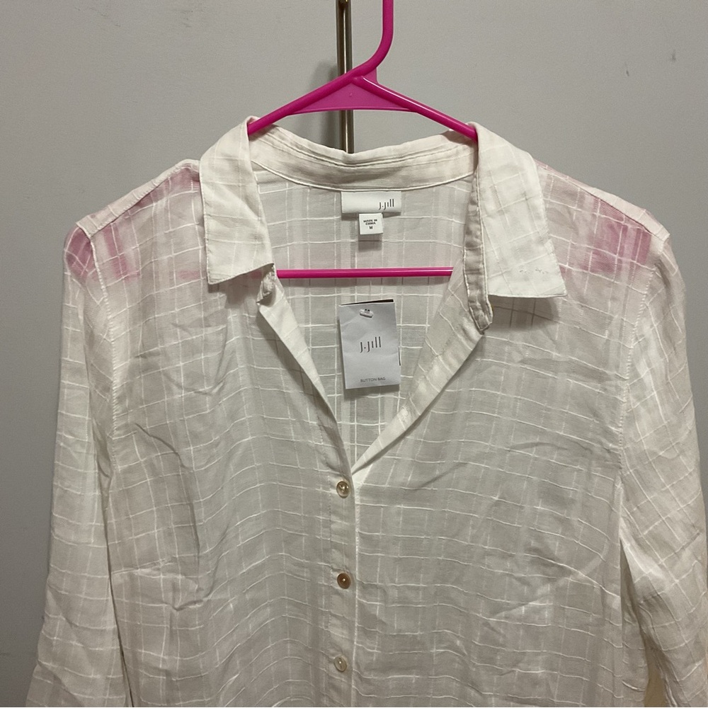 J.Jill White 3/4 Sleeve Blouse Size M NWT - Picture 3 of 10